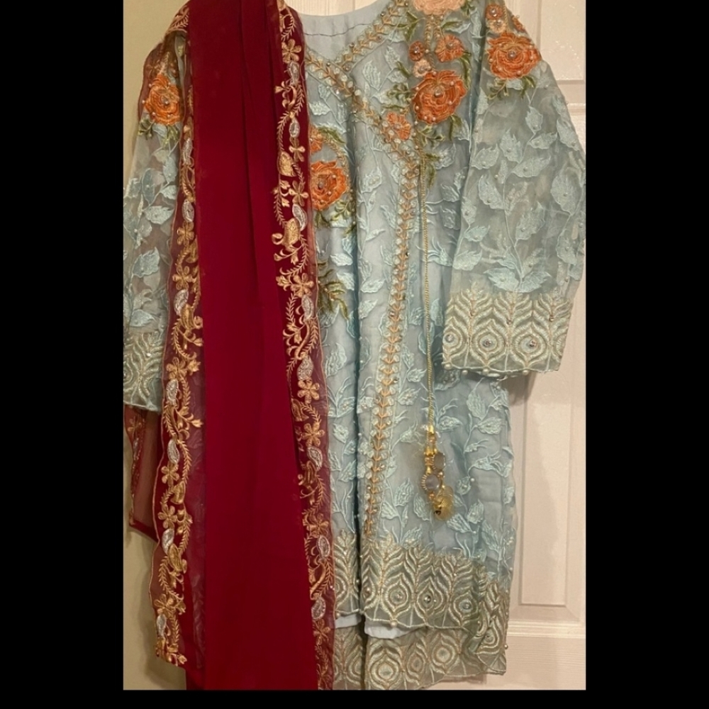 Pakistani/indian embroidered organza 3 pcs set - Picture 2 of 4